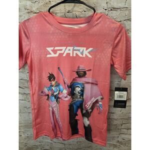 Overwatch League Boys Shirt Size Small Short Sleeve Crew Neck NWT Pink Dri Fit